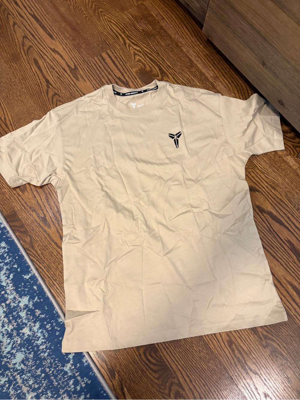 Performance Crew Neck Tee with Embroidered Logo - Tan